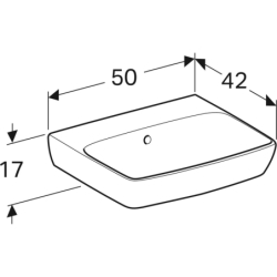 Selnova Square Umywalka kompaktowa, B50cm, H17cm, T42cm, z przelewem, bez otworu na baterię GEBERIT 500.301.01.7