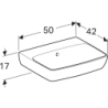 Selnova Square Umywalka kompaktowa, B50cm, H17cm, T42cm, z przelewem, bez otworu na baterię GEBERIT 500.301.01.7