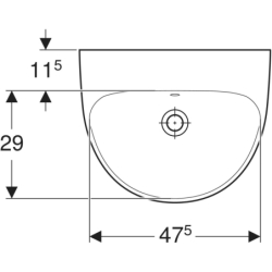 Selnova Umywalka, B55cm, H18cm, T44cm, z przelewem, bez otworu na baterię GEBERIT 500.304.01.7
