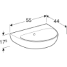 Selnova Umywalka, B55cm, H18cm, T44cm, z przelewem, bez otworu na baterię GEBERIT 500.304.01.7