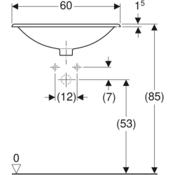 Selnova Square Umywalka wpuszczana w blat, B60cm, H17cm, T45cm, z przelewem, z otworem na baterię GEBERIT 500.307.01.7