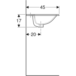 Selnova Square Umywalka wpuszczana w blat, B60cm, H17cm, T45cm, z przelewem, z otworem na baterię GEBERIT 500.307.01.7