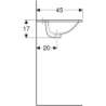 Selnova Square Umywalka wpuszczana w blat, B60cm, H17cm, T45cm, z przelewem, z otworem na baterię GEBERIT 500.307.01.7