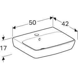 Selnova Square Umywalka kompaktowa, B50cm, H17cm, T42cm, z przelewem, z otworem na baterię GEBERIT 500.310.01.7