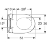 Selnova Zestaw wiszącej miski WC, lejowa, B36cm, H38cm, T53cm, z deską sedesową, mocowanie od dołu GEBERIT 501.752.00.1