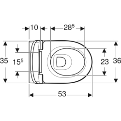 Selnova Zestaw wiszącej miski WC, B36cm, H38cm, T53cm, ukryte mocowania, Rimfree, deską, mocowanie od góry GEBERIT 501.991.00.1