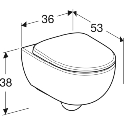 Selnova Zestaw wiszącej miski WC, B36cm, H38cm, T53cm, ukryte mocowania, Rimfree, deską, mocowanie od góry GEBERIT 501.991.00.1