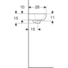 Selnova Square Umywalka kompaktowa, B36cm, H14.5cm, T28cm, z przelewem, z otworem na baterię GEBERIT 500.316.01.7