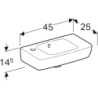 Selnova Compact Umywalka kompakt., B45cm, H14.5cm, T25cm, krótka, z przelew, z otworem na bat. po lewej GEBERIT 500.319.01.5