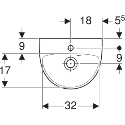 Selnova Umywalka kompaktowa, B36cm, H15cm, T29cm, z przelewem, z otworem na baterię GEBERIT 500.320.01.7