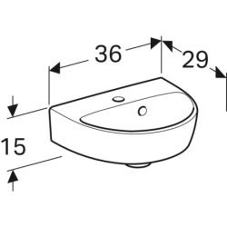 Selnova Umywalka kompaktowa, B36cm, H15cm, T29cm, z przelewem, z otworem na baterię GEBERIT 500.320.01.7