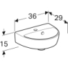 Selnova Umywalka kompaktowa, B36cm, H15cm, T29cm, z przelewem, z otworem na baterię GEBERIT 500.320.01.7