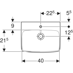 Selnova Square Umywalka kompaktowa, B45cm, H16cm, T35cm, z przelewem, z otworem na baterię GEBERIT 500.322.01.7