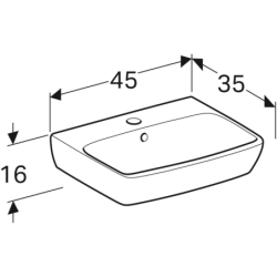 Selnova Square Umywalka kompaktowa, B45cm, H16cm, T35cm, z przelewem, z otworem na baterię GEBERIT 500.322.01.7