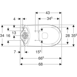 Selnova miska WC do spł. nasadzanej, 36z68x40cm, częściowo ukryte mocowania, odpływ poziom, Rimfree GEBERIT 500.285.01.7