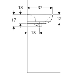 Selnova Umywalka kompaktowa, B45cm, H17cm, T37cm, z przelewem, z otworem na baterię GEBERIT 500.324.01.7