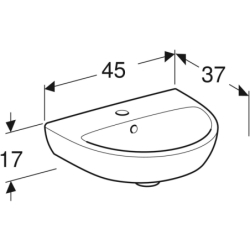 Selnova Umywalka kompaktowa, B45cm, H17cm, T37cm, z przelewem, z otworem na baterię GEBERIT 500.324.01.7