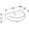 Selnova Umywalka kompaktowa, B45cm, H17cm, T37cm, z przelewem, z otworem na baterię GEBERIT 500.324.01.7