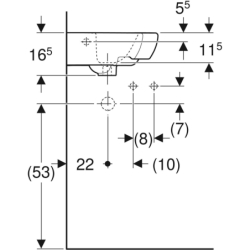 Selnova Umywalka kompaktowa narożna, B41.5cm, H16.5cm, T41cm, z przelewem, z otworem na baterię GEBERIT 500.326.01.5