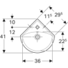 Selnova Umywalka kompaktowa narożna, B41.5cm, H16.5cm, T41cm, z przelewem, z otworem na baterię GEBERIT 500.326.01.5
