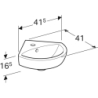 Selnova Umywalka kompaktowa narożna, B41.5cm, H16.5cm, T41cm, z przelewem, z otworem na baterię GEBERIT 500.326.01.5