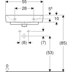 Selnova Compact Umywalka, B55cm, H17cm, T37cm, z przelewem, z otworem na baterię GEBERIT 501.509.00.7