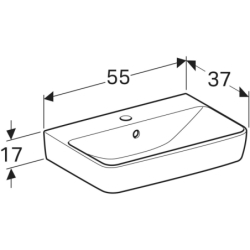 Selnova Compact Umywalka, B55cm, H17cm, T37cm, z przelewem, z otworem na baterię GEBERIT 501.509.00.7