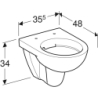 Selnova Compact Wisząca miska WC, lejowa, B35.5cm, H34cm, T48cm, krótka, Rimfree GEBERIT 500.349.01.1