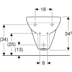 Selnova Compact Bidet wiszący, B35.5cm, H34.5cm, T48cm, krótki, z przelewem, z otworem na baterię GEBERIT 500.368.01.7