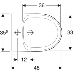 Selnova Compact Bidet wiszący, B35.5cm, H34.5cm, T48cm, krótki, z przelewem, z otworem na baterię GEBERIT 500.368.01.7