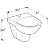 Selnova Compact Bidet wiszący, B35.5cm, H34.5cm, T48cm, krótki, z przelewem, z otworem na baterię GEBERIT 500.368.01.7