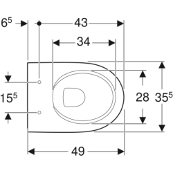 Selnova Compact Wisząca miska WC, lejowa, B35.5cm, H33cm, T49cm, krótka, ukryte mocowania, Rimfree GEBERIT 500.377.01.2
