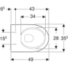Selnova Compact Wisząca miska WC, lejowa, B35.5cm, H33cm, T49cm, krótka, ukryte mocowania, Rimfree GEBERIT 500.377.01.2