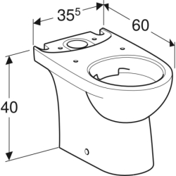 Selnova Compact miska WC do spł. nasadzanej, 35,5z60x40cm, krótka,  odpływ uniwersalny, Rimfree GEBERIT 500.478.01.7