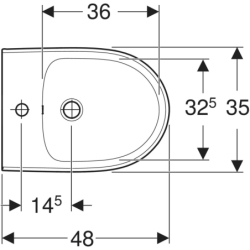 Selnova Compact Bidet stojący  35,5x48x40cm, krótki, częściowo ukryte mocowania, z przelew i otw. na bat. GEBERIT 500.482.01.7