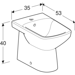 Selnova Square Bidet stojący  35x53x40cm, częściowo ukryte mocowania, z przelew i otw. na bat. GEBERIT 500.483.01.7
