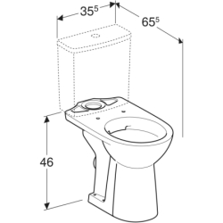 Selnova Comfort WC do spłuczki nasadzanej,  B35.5cm, H46cm, T65.5cm, podwyższona, odpływ poziom, Rimfree GEBERIT 500.486.01.7