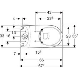 Selnova miska WC do spł. nasadzanej, B35.5cm, H40cm, T66cm, częściowo ukryte mocowania, odpływ uni, Rimfree GEBERIT 500.488.01.7