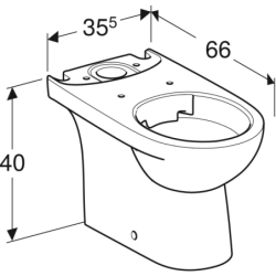 Selnova miska WC do spł. nasadzanej, B35.5cm, H40cm, T66cm, częściowo ukryte mocowania, odpływ uni, Rimfree GEBERIT 500.488.01.7