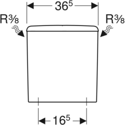 Selnova Square spł. nasadzana, 36,5x16,5x39,5cm, spł. dwudzielne, przył. wody z boku, do WC Rimfree GEBERIT 500.490.01.1