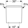 Selnova Square spł. nasadzana, 36,5x16,5x39,5cm, spł. dwudzielne, przył. wody z boku, do WC Rimfree GEBERIT 500.490.01.1