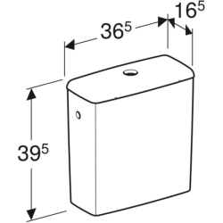 Selnova Square spł. nasadzana, 36,5x16,5x39,5cm, spł. dwudzielne, przył. wody z boku, do WC Rimfree GEBERIT 500.490.01.1