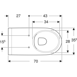 Selnova Comfort Wisząca miska WC,  B35.5cm, H34.5cm, T70cm, długa, częściowo ukryte mocowania, Rimfree GEBERIT 500.693.01.7