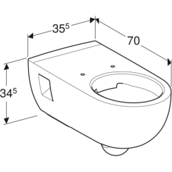 Selnova Comfort Wisząca miska WC,  B35.5cm, H34.5cm, T70cm, długa, częściowo ukryte mocowania, Rimfree GEBERIT 500.693.01.7