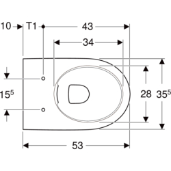 Selnova Wisząca miska WC, Lejowa, B35.5cm, H37cm, T53cm, podwyższona, ukryte mocowania, Rimfree GEBERIT 500.694.01.2
