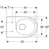 Selnova Wisząca miska WC, Lejowa, B35.5cm, H37cm, T53cm, podwyższona, ukryte mocowania, Rimfree GEBERIT 500.694.01.2