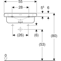Selnova Comfort  Umywalka, B55cm, H15.5cm, T52.5cm, z przelewem, z otworem na baterię GEBERIT 500.785.00.7