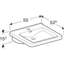 Selnova Comfort  Umywalka, B55cm, H15.5cm, T52.5cm, z przelewem, z otworem na baterię GEBERIT 500.785.00.7