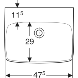 Selnova Square Umywalka, B55cm, H17.5cm, T44cm, bez przelewu, bez otworu na baterię GEBERIT 500.290.01.4