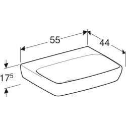 Selnova Square Umywalka, B55cm, H17.5cm, T44cm, bez przelewu, bez otworu na baterię GEBERIT 500.290.01.4